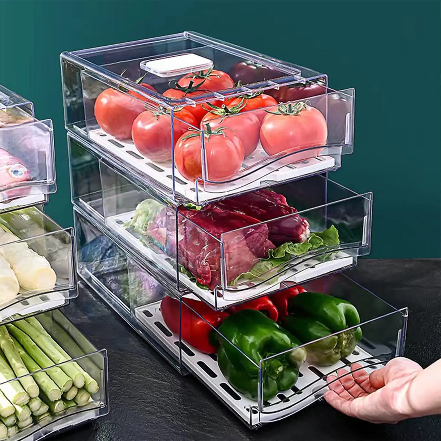FreshBox Clear – Stapelbare Kühlschrank Organizer