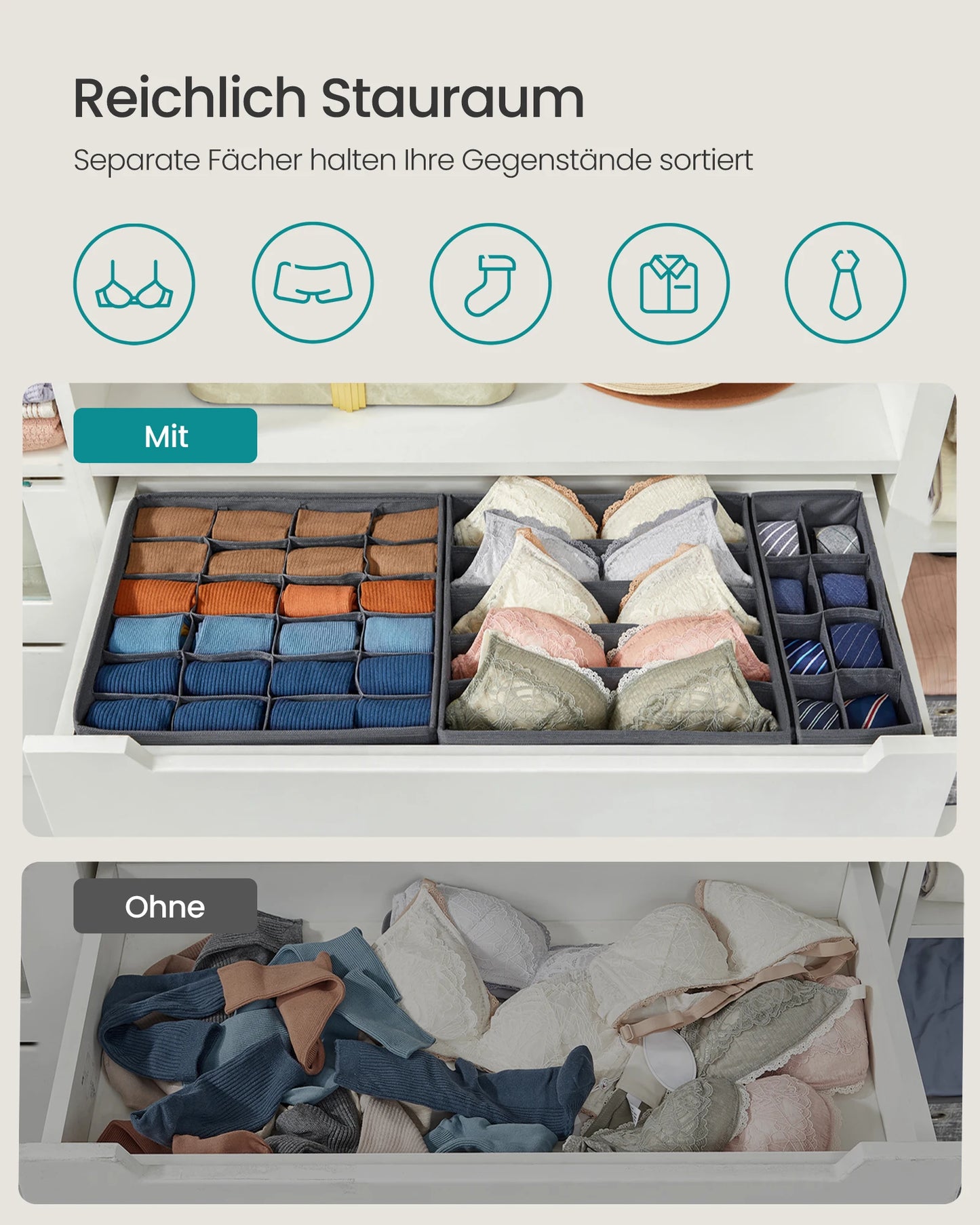 Foldable Underwear Organizer – 8-teiliges Set
