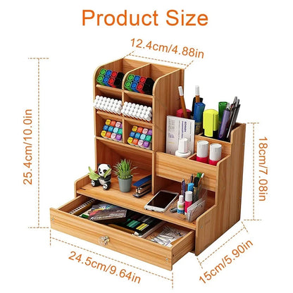 WoodDesk Organizer – Holz Schreibtisch-Organizer mit Schublade