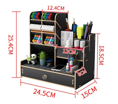 WoodDesk Organizer – Holz Schreibtisch-Organizer mit Schublade