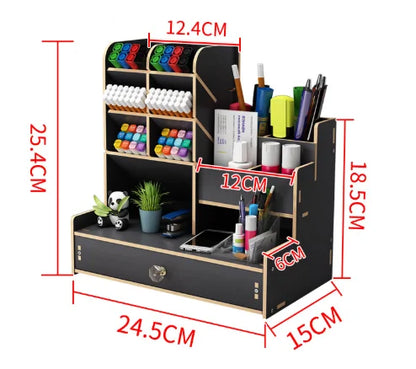 WoodDesk Organizer – Holz Schreibtisch-Organizer mit Schublade